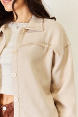 HYFVE Texture Button Down Fray Detail Shacket - Wellen Fashion