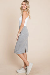 BOMBOM Elastic Waist Pencil Skirt - Wellen Fashion