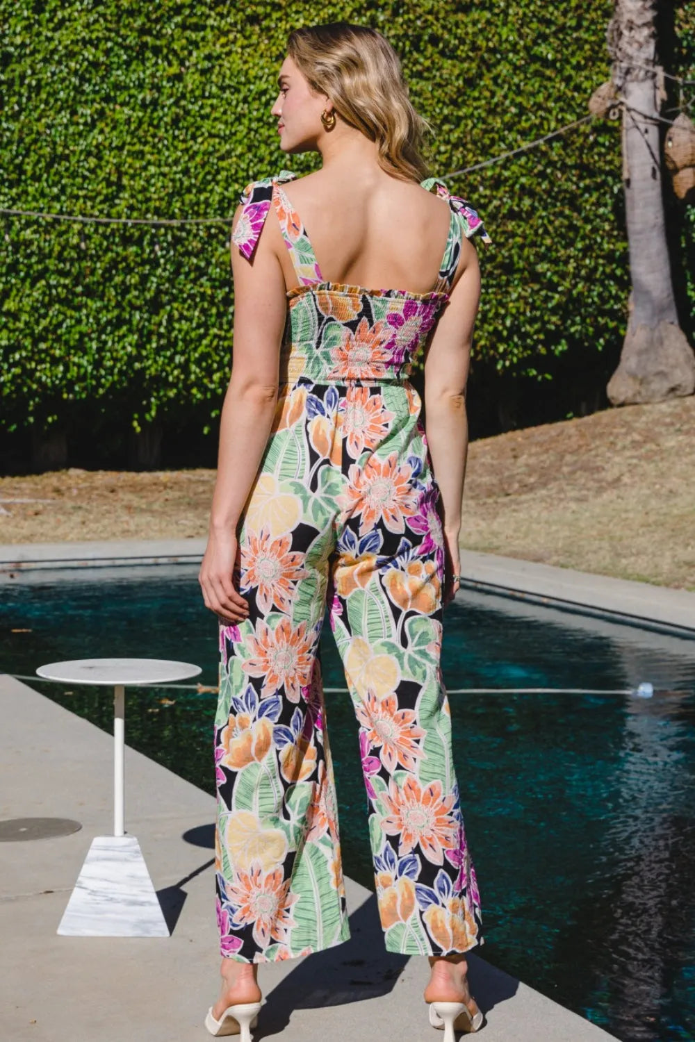 ODDI Full Size Floral Sleeveless Wide Leg Jumpsuit - Wellen Fashion