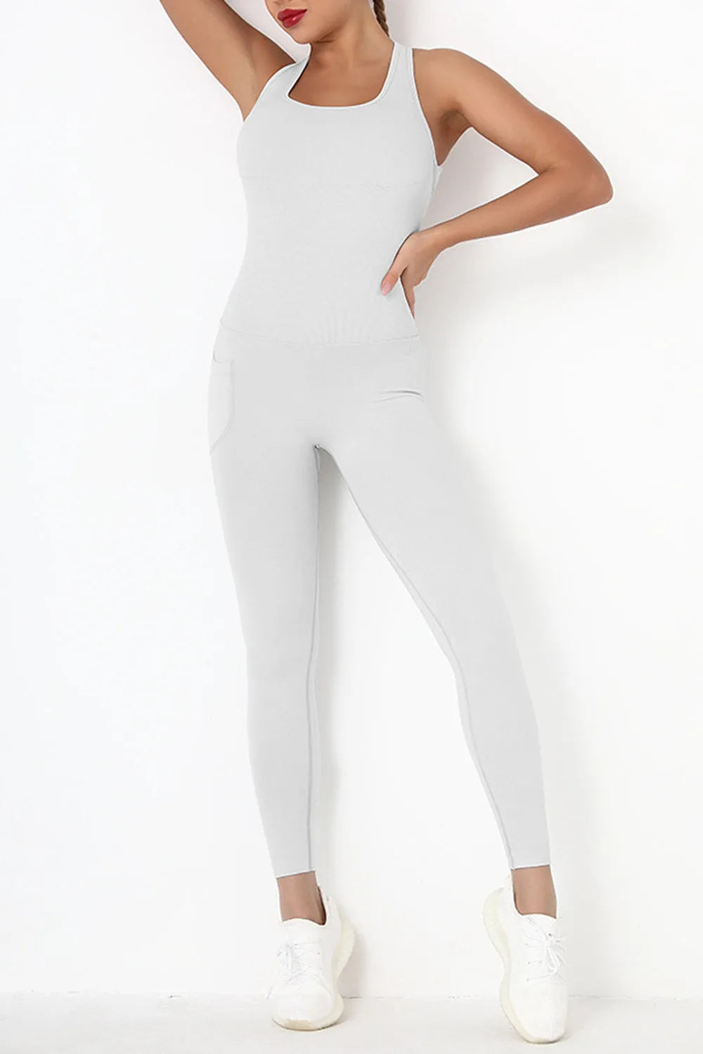 Crisscross Wide Strap Active Jumpsuit - Wellen Fashion