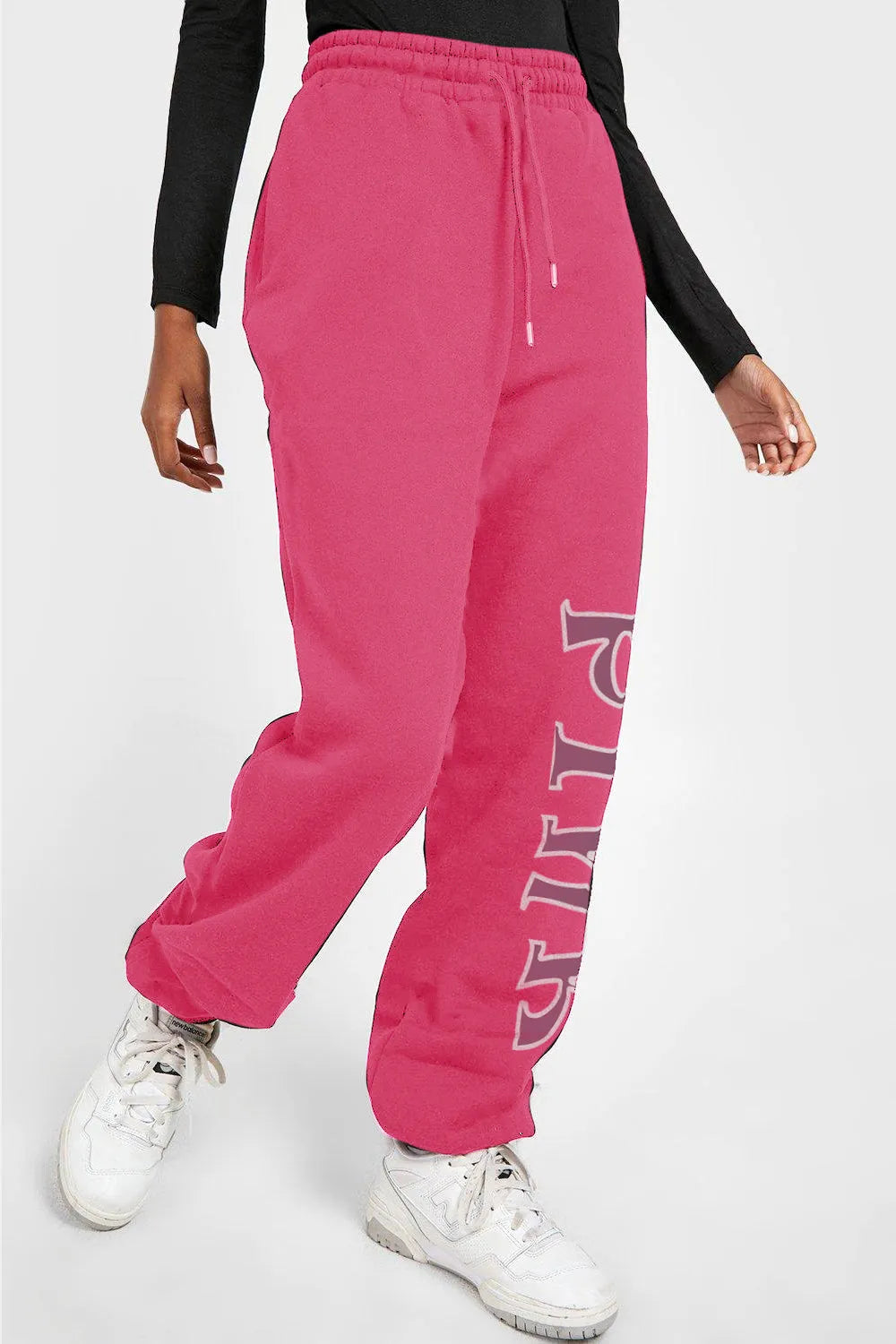 Simply Love Full Size PINK Graphic Sweatpants - Wellen Fashion