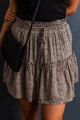 Frill Leopard Elastic Waist Skirt - Wellen Fashion