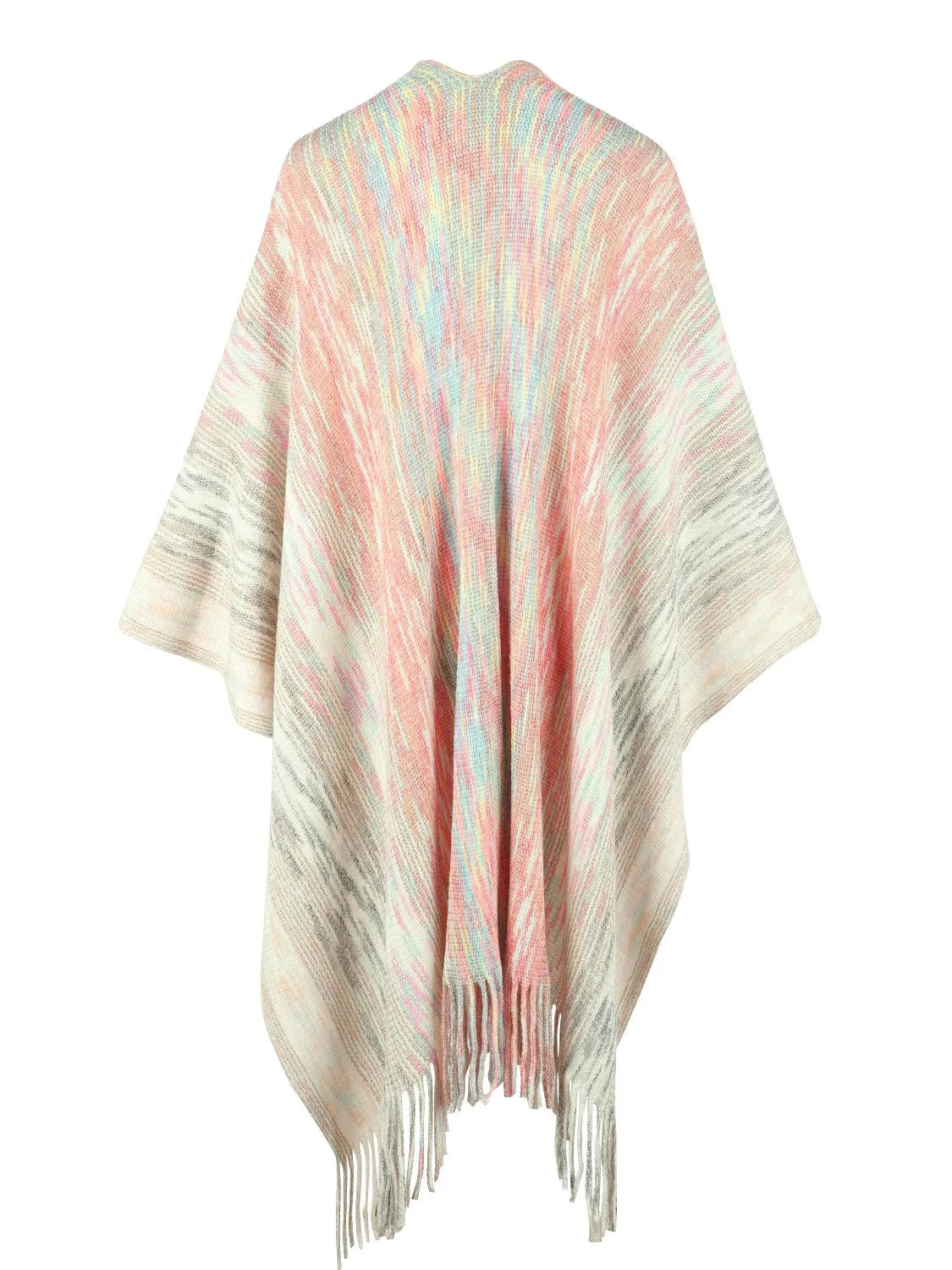 Heathered Fringe Hem Poncho - Wellen Fashion