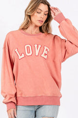 SAGE + FIG LOVE Path Applique Drop Shoulder Sweatshirt - Wellen Fashion