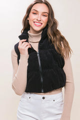 Love Tree Corduroy Zip Up Puffer Vest with Pockets - Wellen Fashion