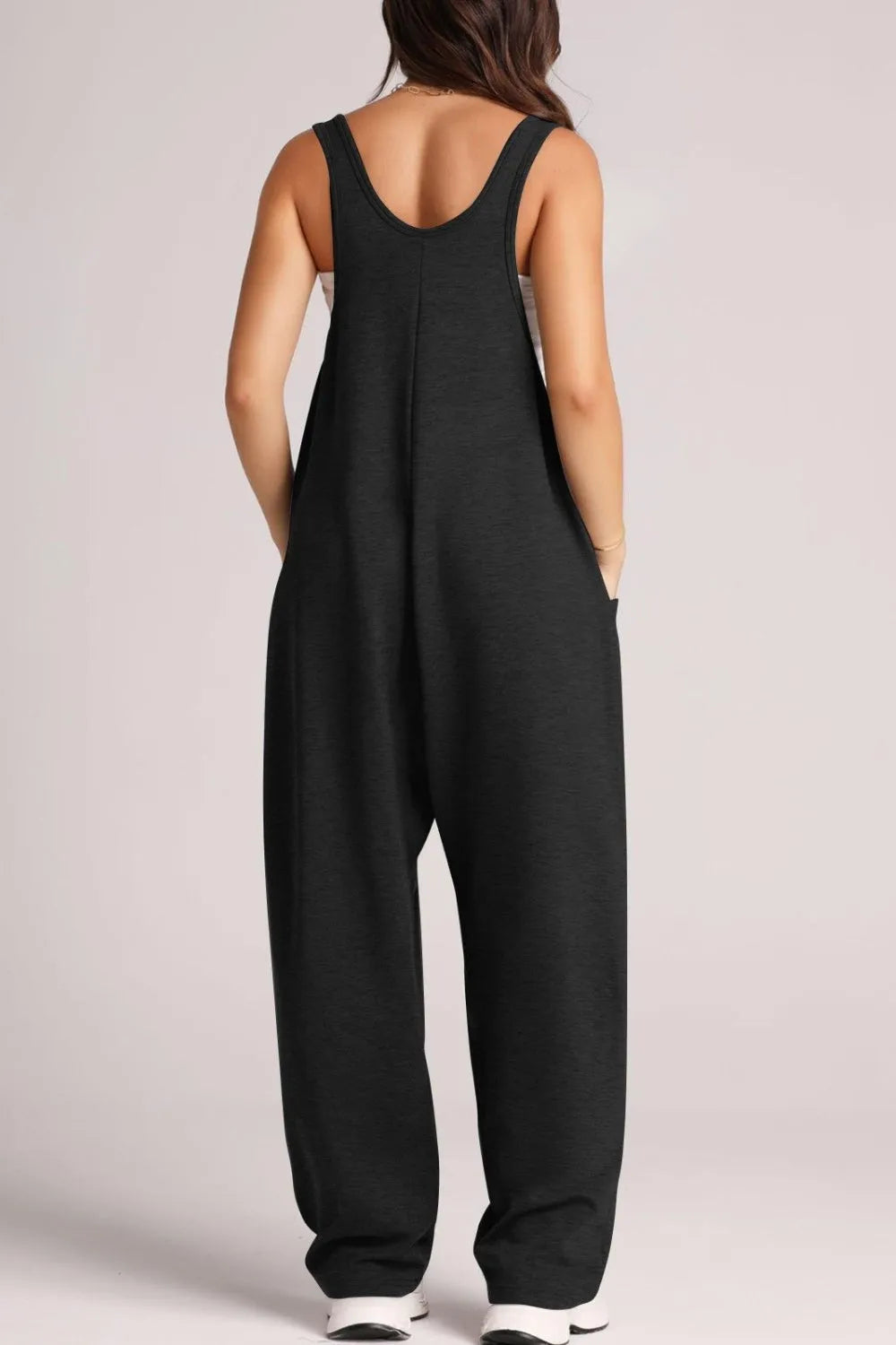 Wide Strap Jumpsuit with Pockets - Wellen Fashion