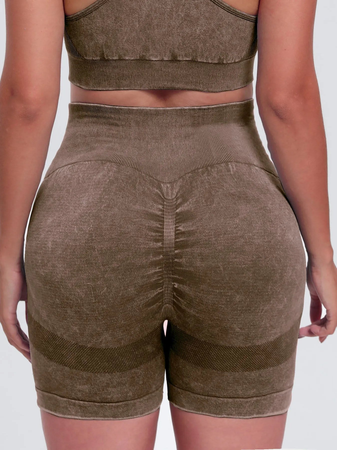 Washed High Waist Active Shorts - Wellen Fashion