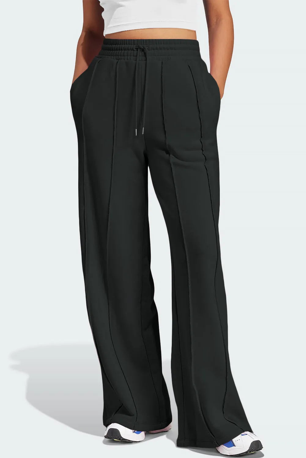 Drawstring Wide Leg Active Pants - Wellen Fashion