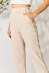 Shiny Pull-On Pants with Pockets - Wellen Fashion