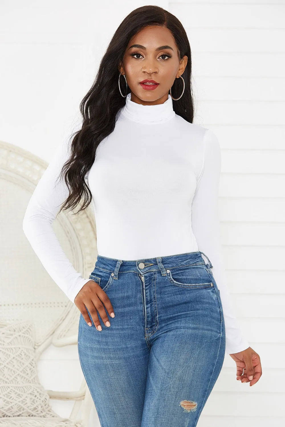 Turtleneck Long Sleeve Bodysuit - Wellen Fashion