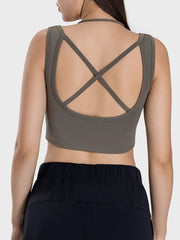 Millennia Crisscross Square Neck Active Tank - Wellen Fashion