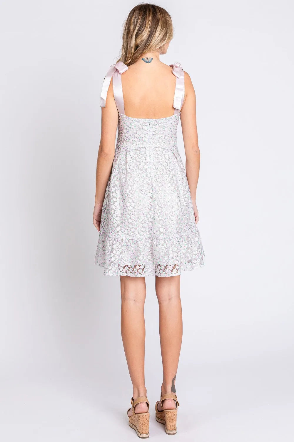 GeeGee Mesh Floral Embroidered Sleeveless Dress - Wellen Fashion