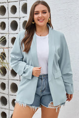 Plus Size Shawl Collar Long Sleeve Blazer - Wellen Fashion