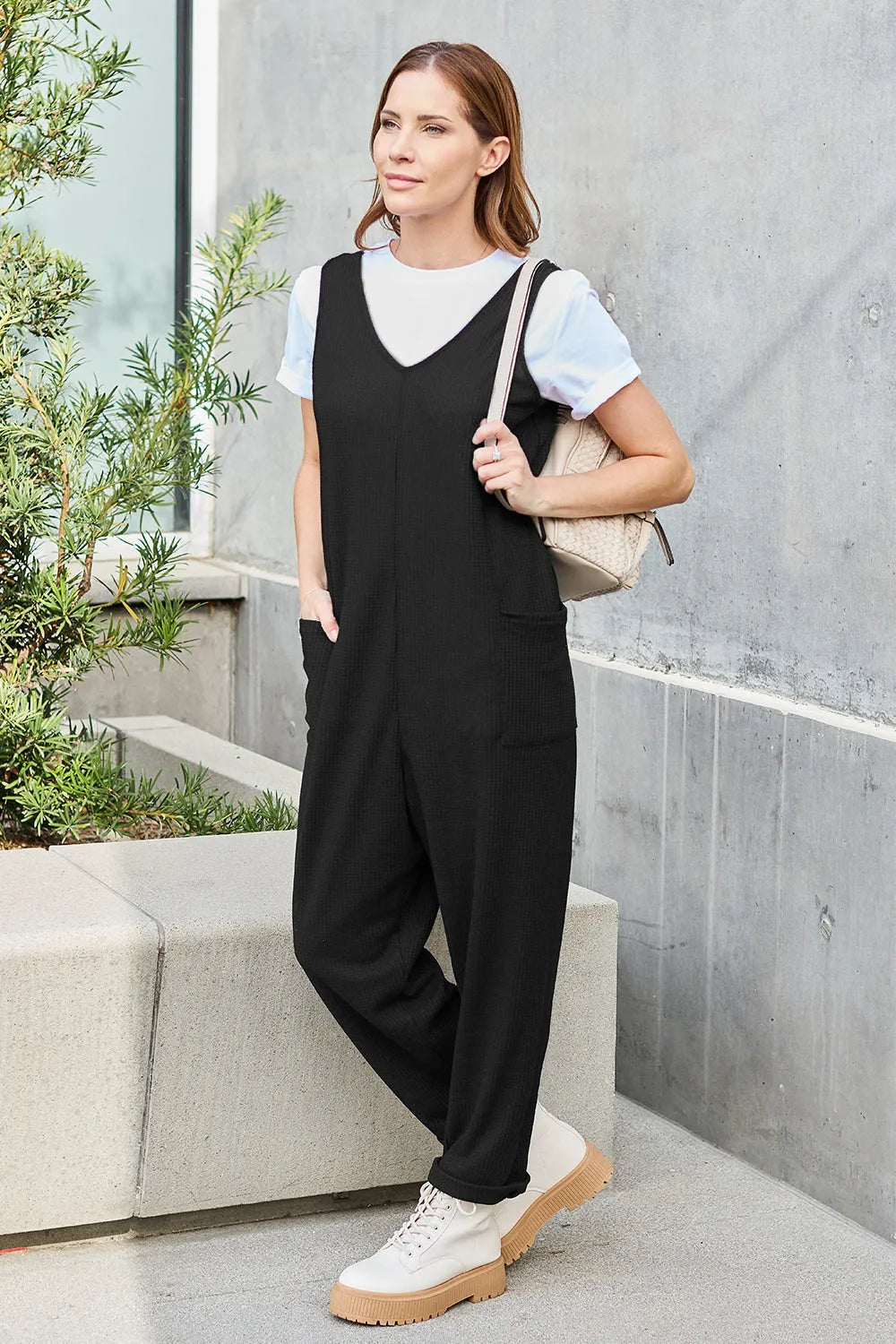 Double Take Full Size Sleeveless Straight Jumpsuit - Wellen Fashion