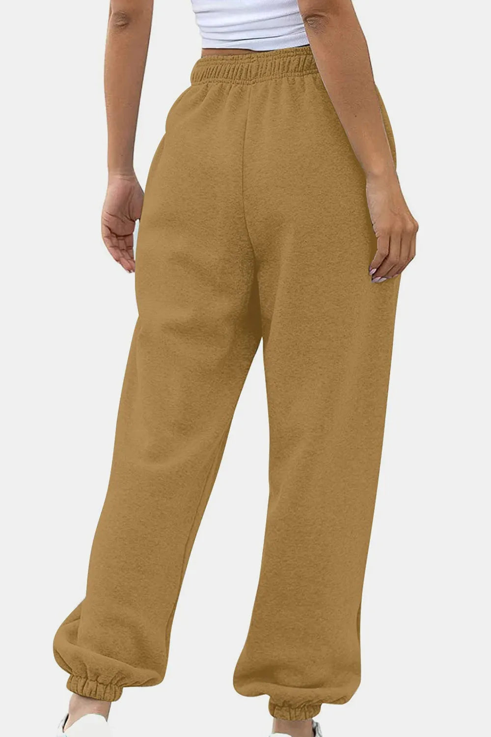 Elastic Waist Joggers with Pockets - Wellen Fashion