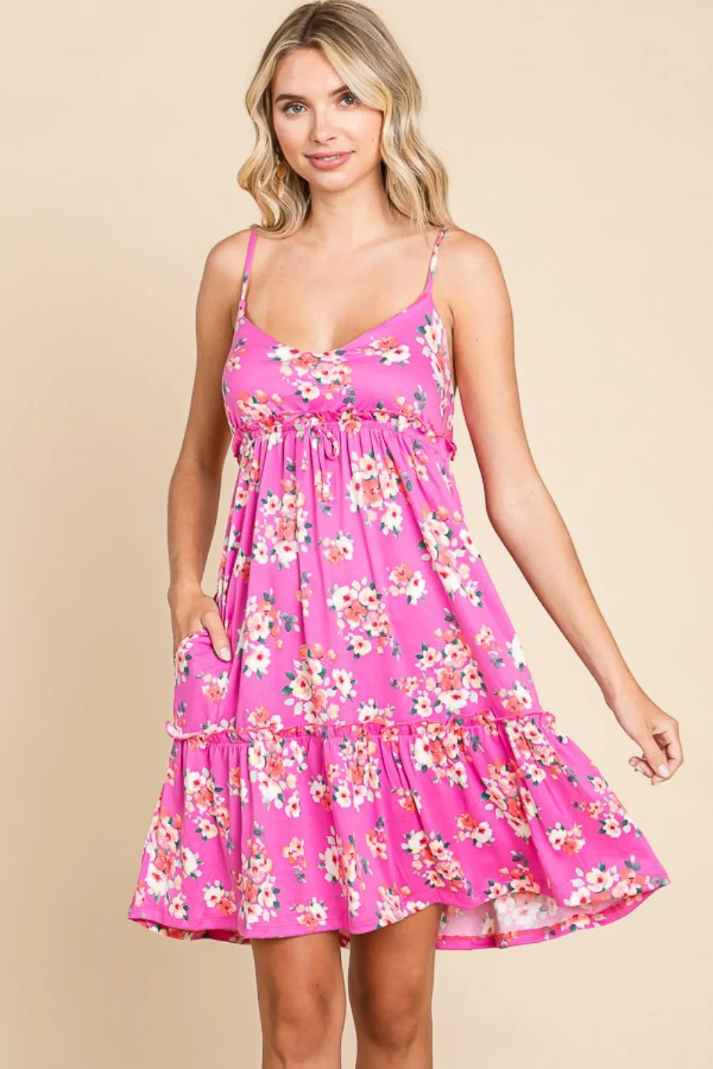 Culture Code Full Size Floral Ruffled Cami Dress - Wellen Fashion