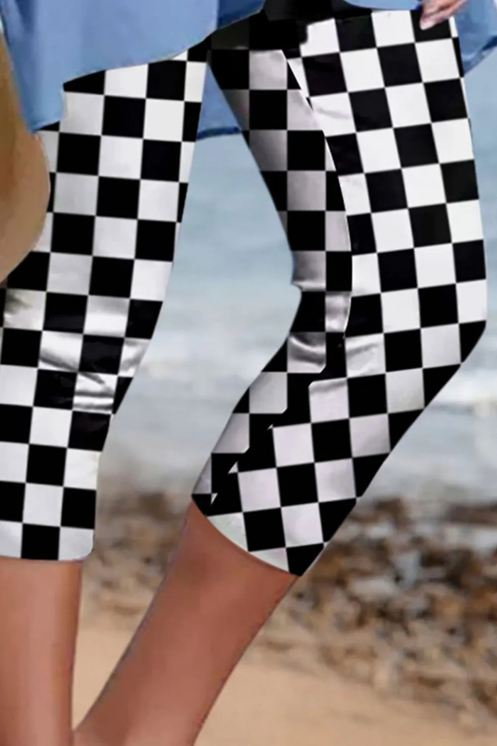 Checkered Skinny Capris - Wellen Fashion