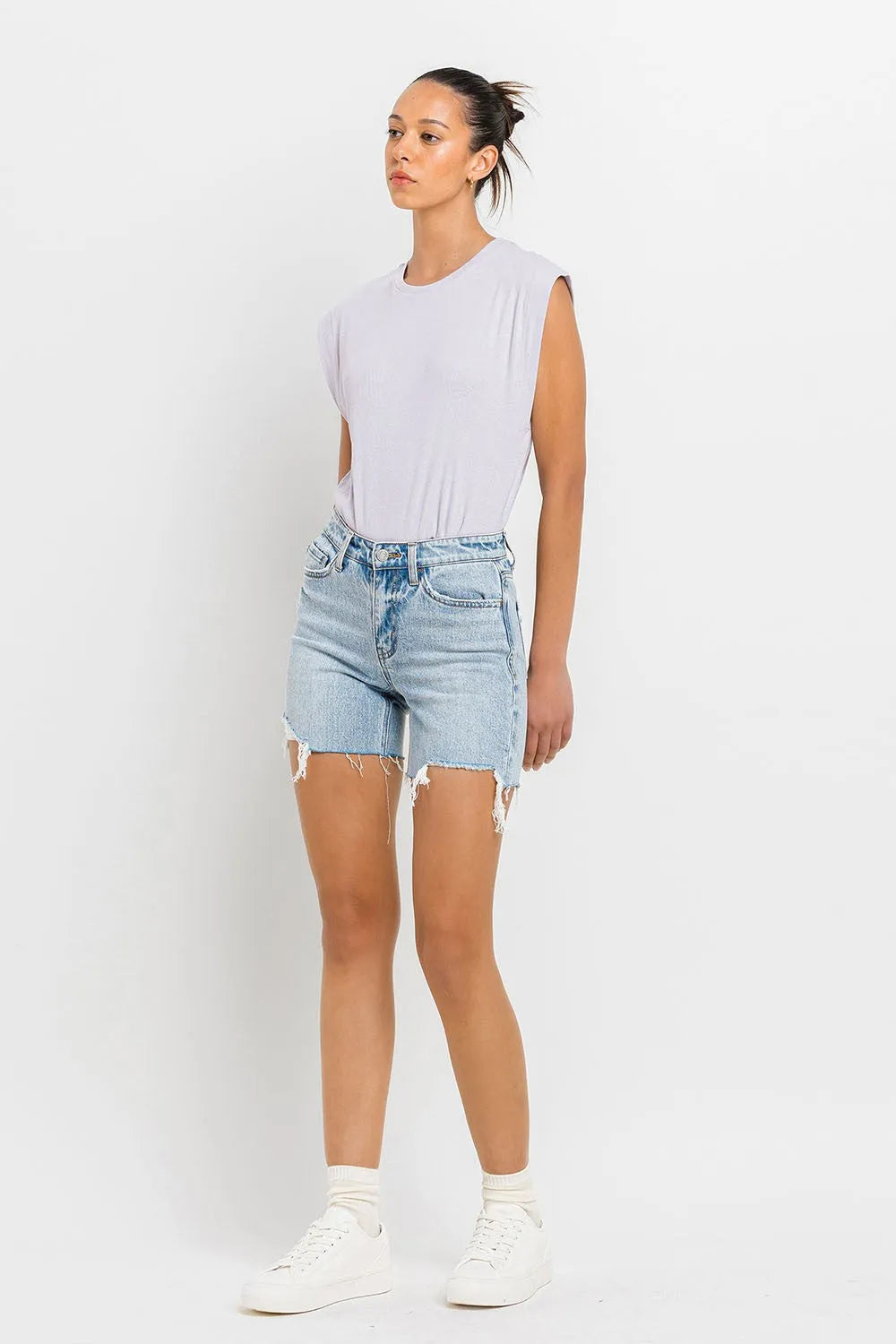 Vervet by Flying Monkey High Rise Denim Shorts - Wellen Fashion