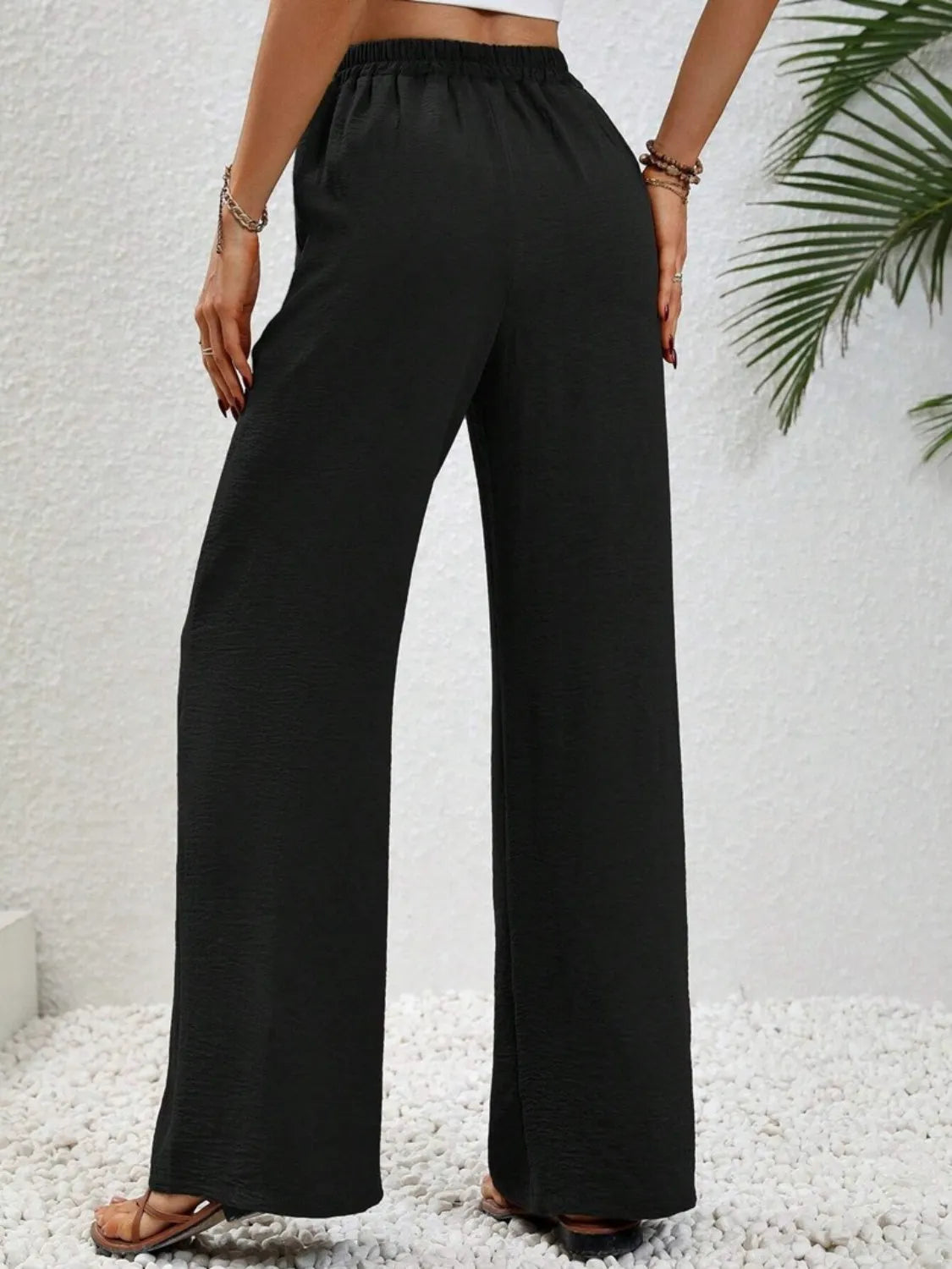 Wide Leg Drawstring Pants - Wellen Fashion