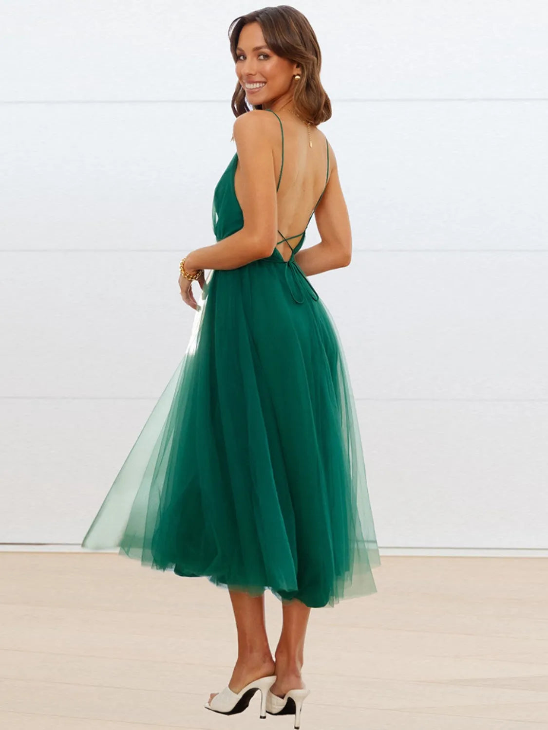 Backless Crisscross Sleeveless Midi Dress - Wellen Fashion