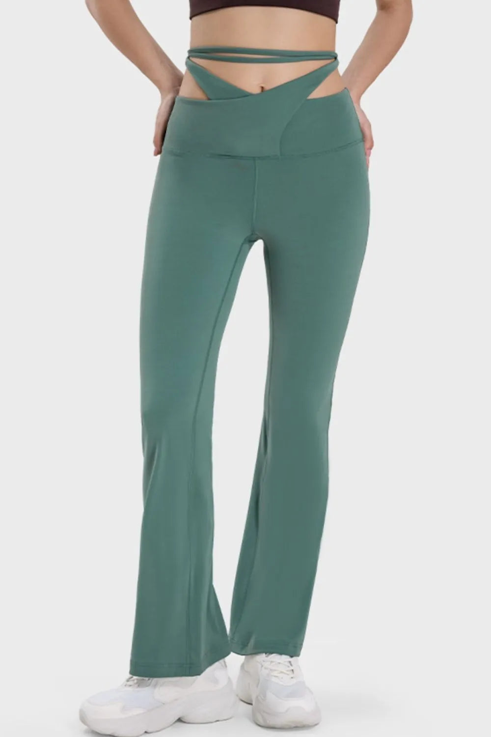 Millennia Tied Mid-Rise Waist Active Pants - Wellen Fashion