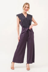 And The Why Laced Surplice Tie Waist Jumpsuit - Wellen Fashion