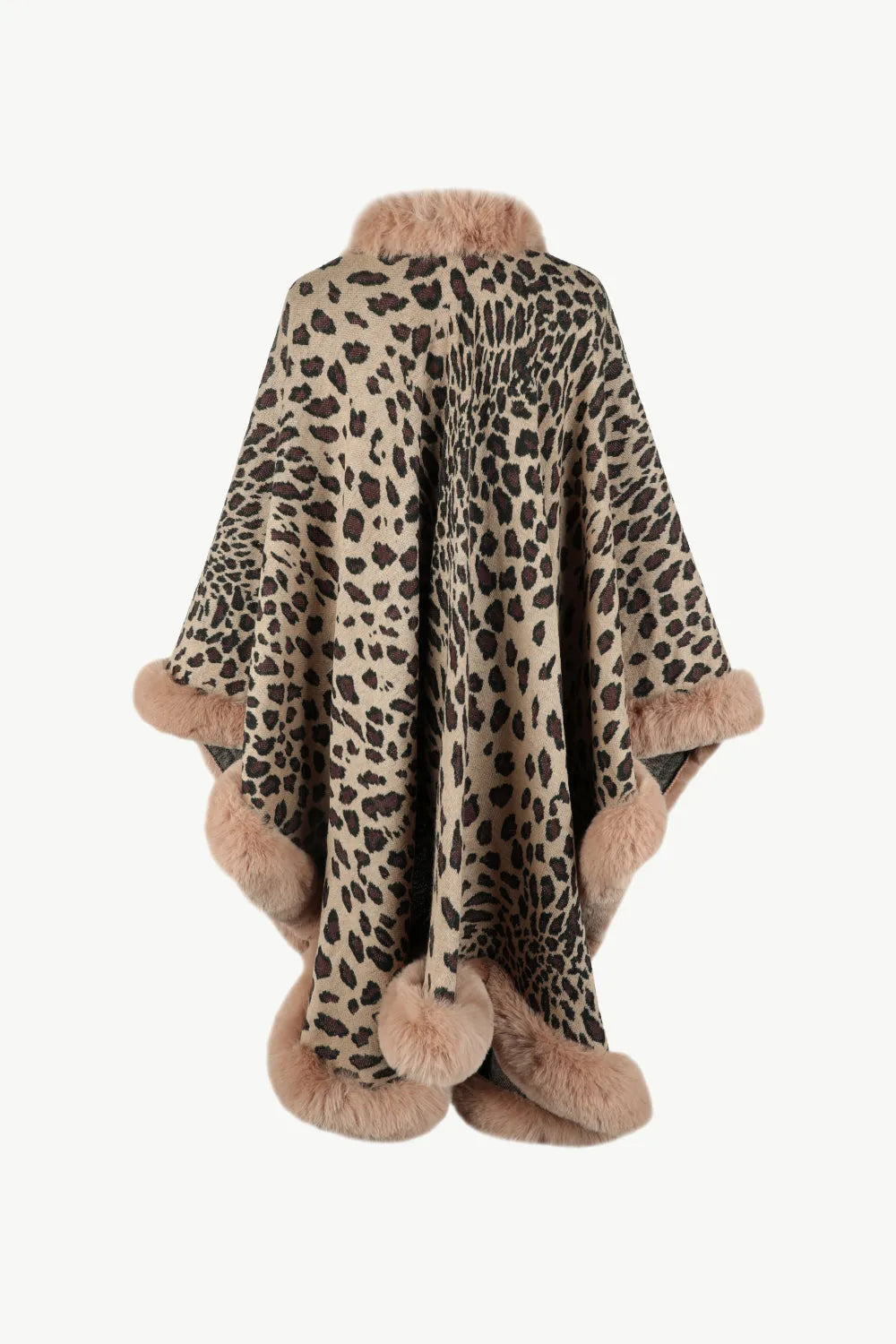 Leopard Open Front Poncho - Wellen Fashion