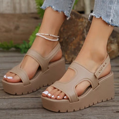 Open Toe Wedge Sandals - Wellen Fashion