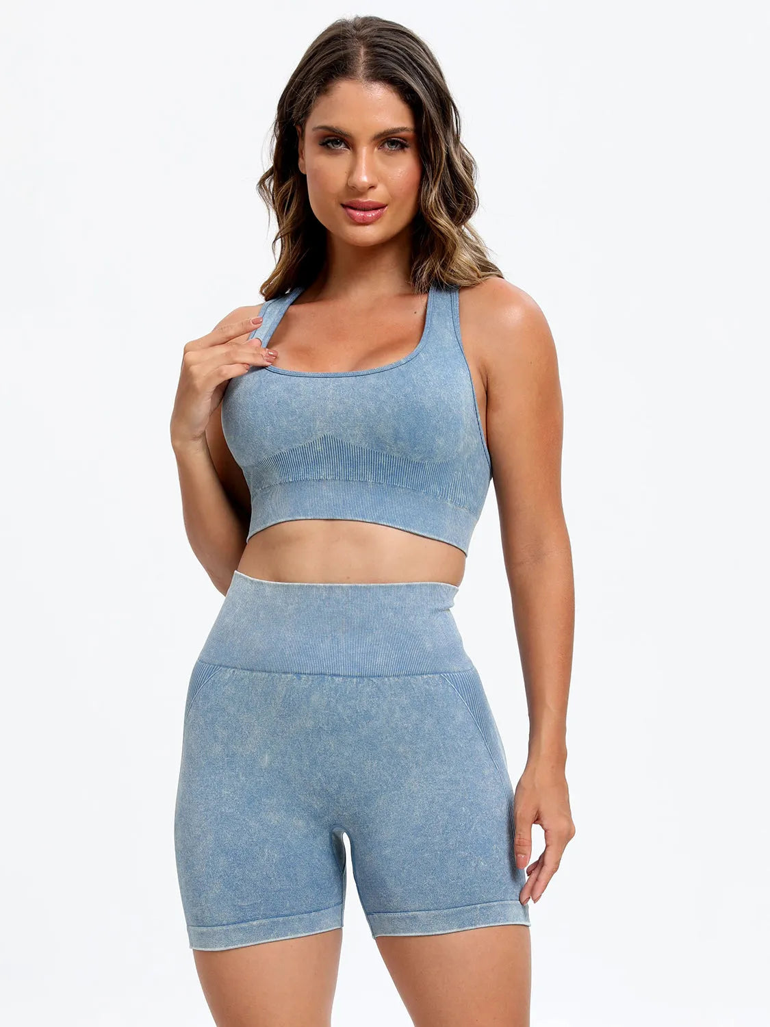 Scoop Neck Wide Strap Top and Shorts Active Set - Wellen Fashion