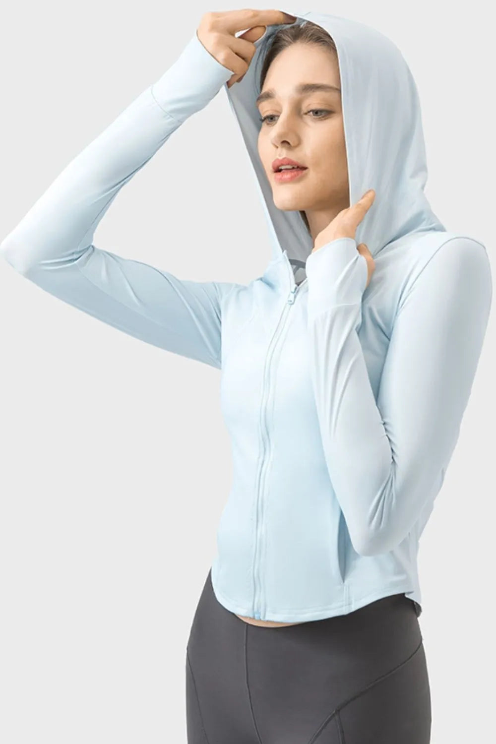 Millennia Pocketed Zip Up Hooded Long Sleeve Active Outerwear - Wellen Fashion