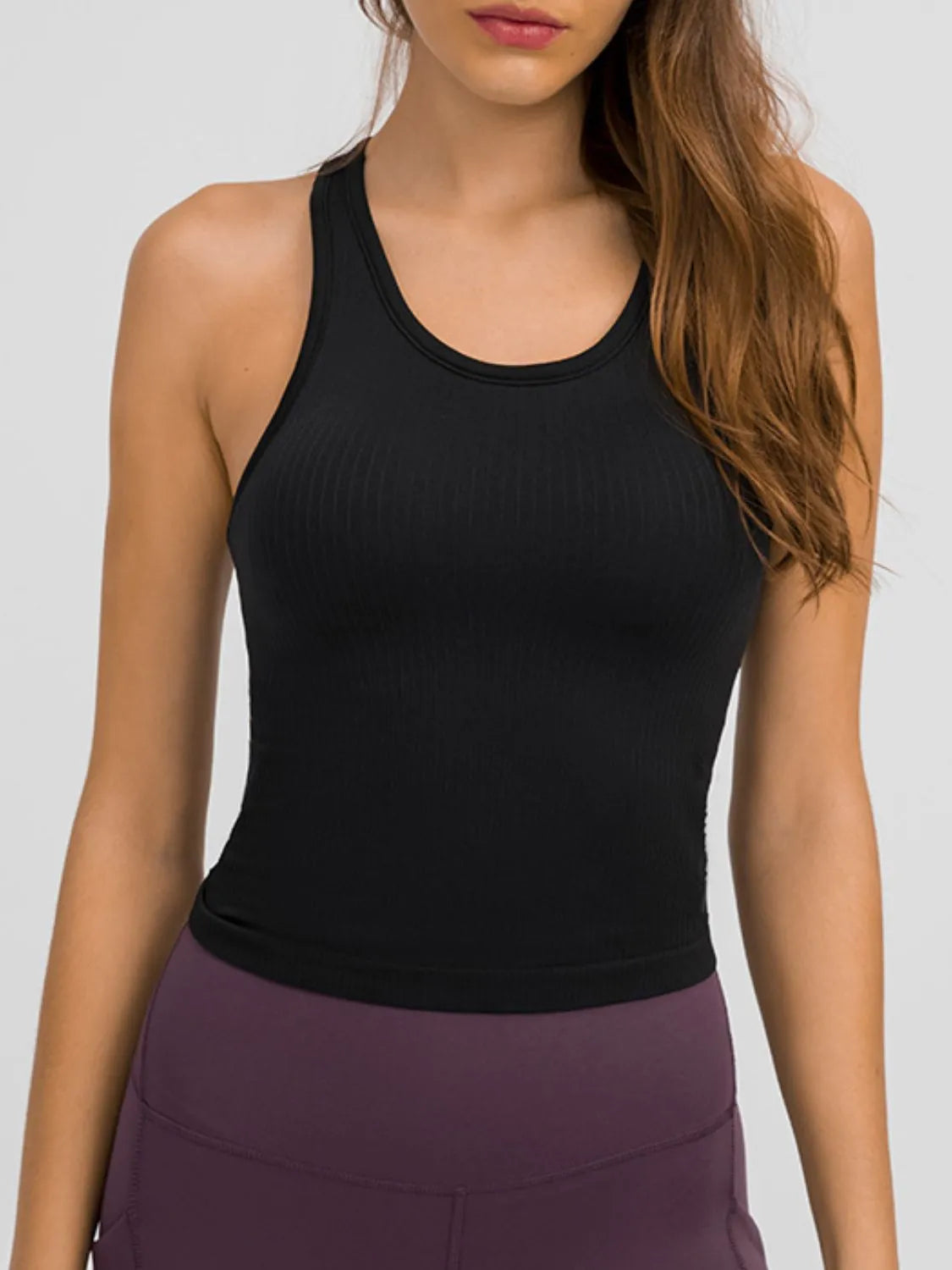 Millennia Round Neck Racerback Active Tank - Wellen Fashion