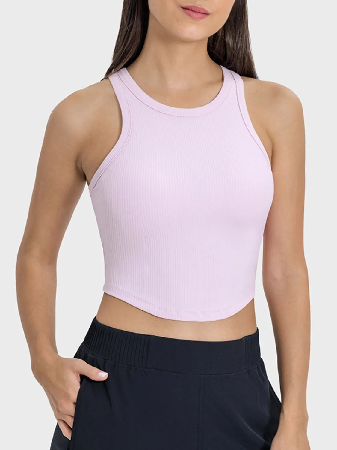 Millennia Round Neck Racerback Active Tank - Wellen Fashion