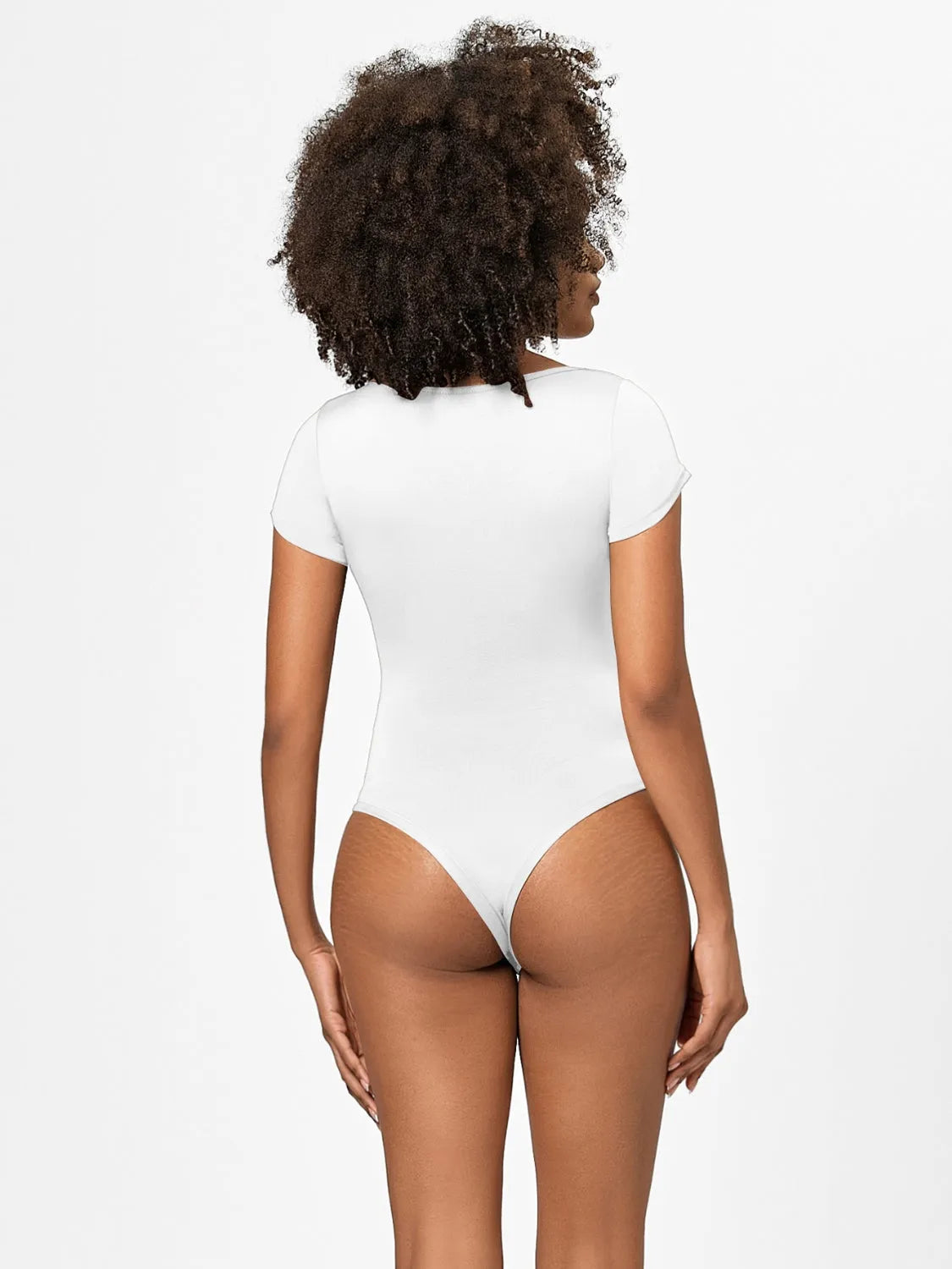 Full Size Square Neck Short Sleeve Bodysuit - Wellen Fashion