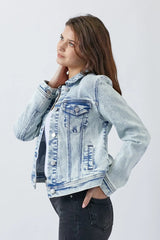 RISEN Button Up Washed Denim Jacket - Wellen Fashion