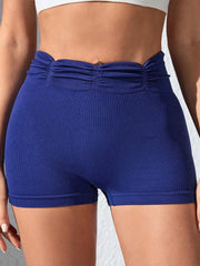 Ruched High Waist Active Shorts - Wellen Fashion