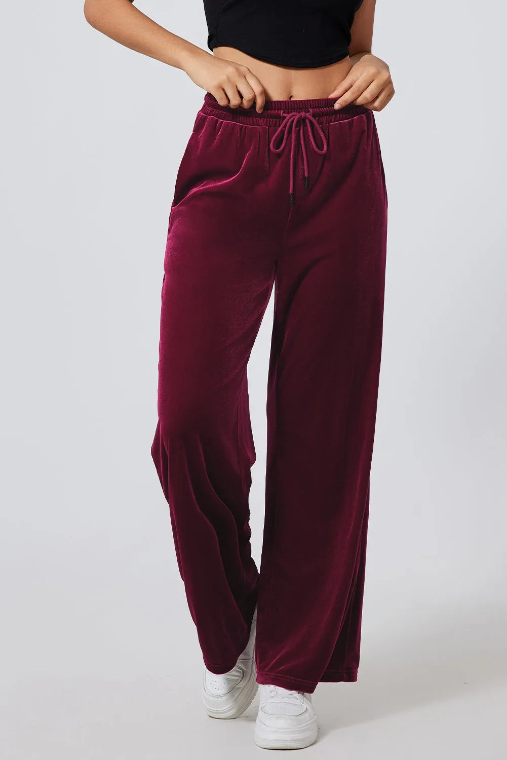 Drawstring Wide Leg Active Pants - Wellen Fashion