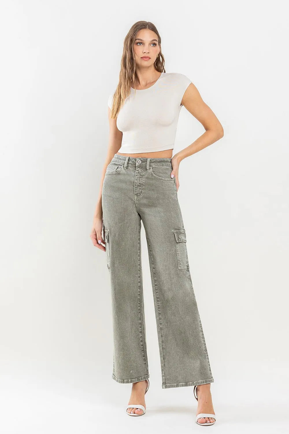 Vervet by Flying Monkey 90's Super High Rise Cargo Jeans - Wellen Fashion