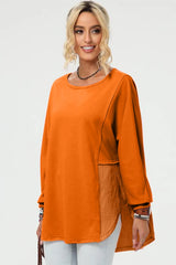 Double Take Full Size Long Sleeve High-Low T-Shirt - Wellen Fashion