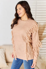 And The Why Tassel Detail Long Sleeve Sweater - Wellen Fashion