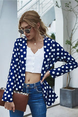 Polka Dot Long Sleeve Blazer - Wellen Fashion