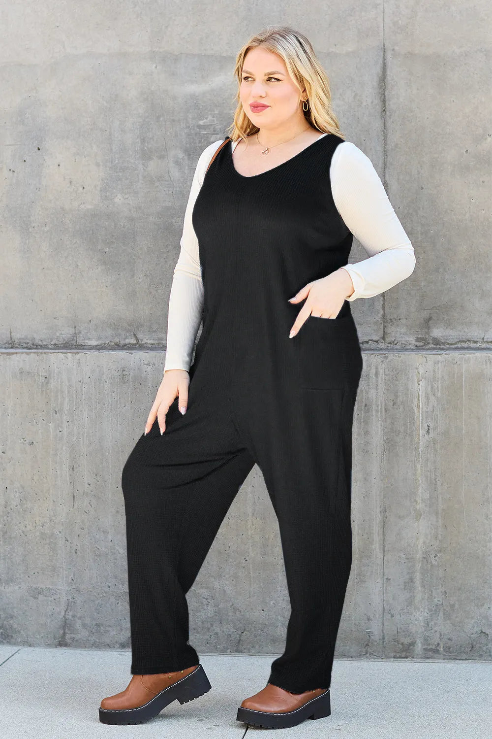 Double Take Full Size Sleeveless Straight Jumpsuit - Wellen Fashion