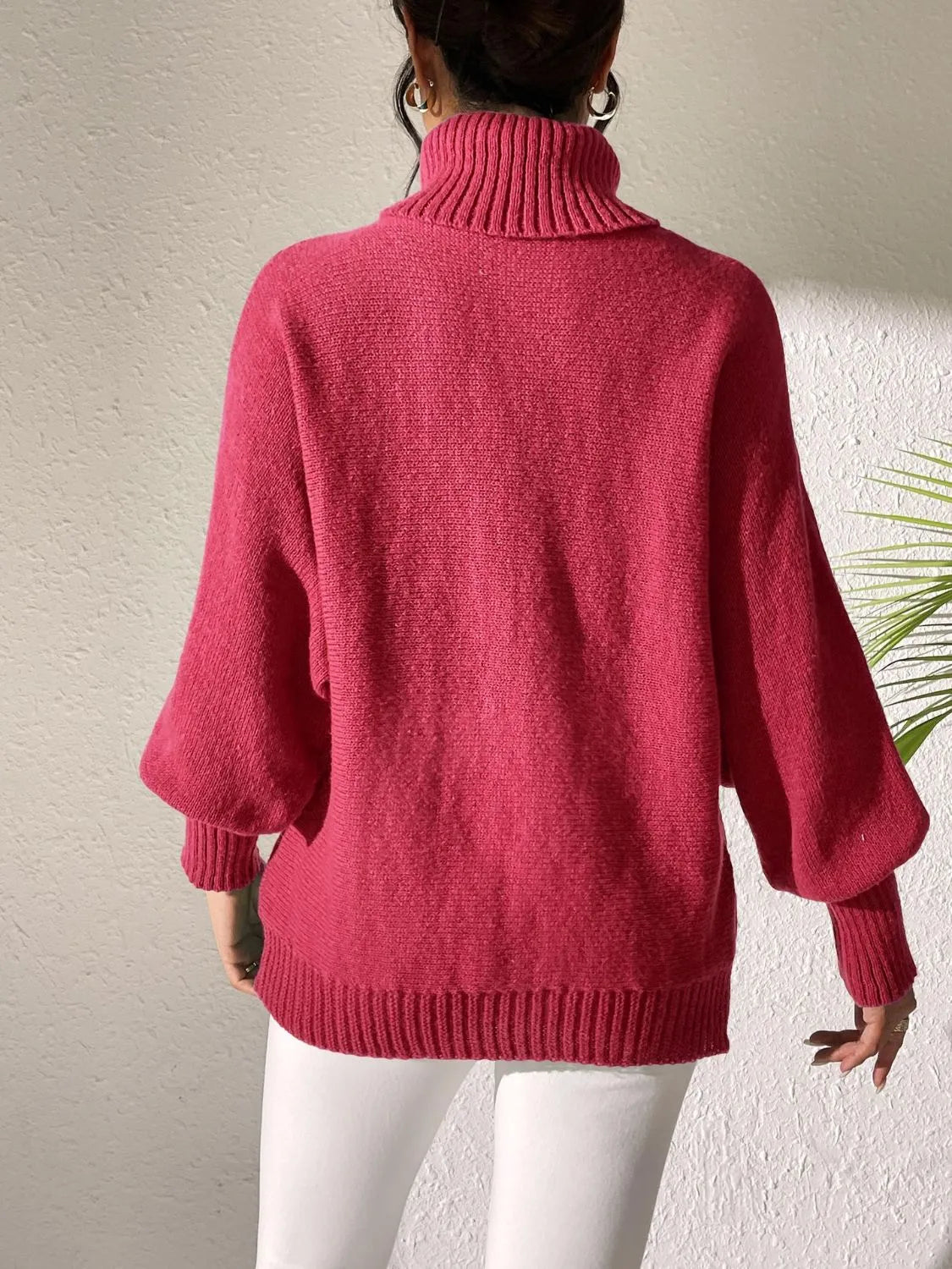 Lip Turtleneck Long Sleeve Sweater - Wellen Fashion