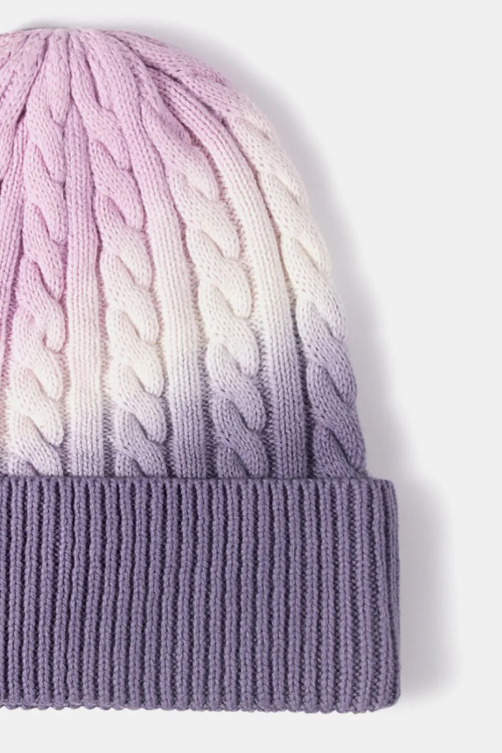 Contrast Tie-Dye Cable-Knit Cuffed Beanie - Wellen Fashion