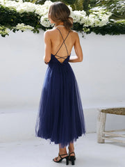 Backless Crisscross Sleeveless Midi Dress - Wellen Fashion