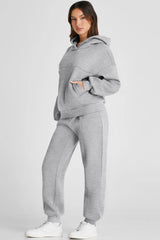 Dropped Shoulder Long Sleeve Hoodie and Pants Active Set - Wellen Fashion