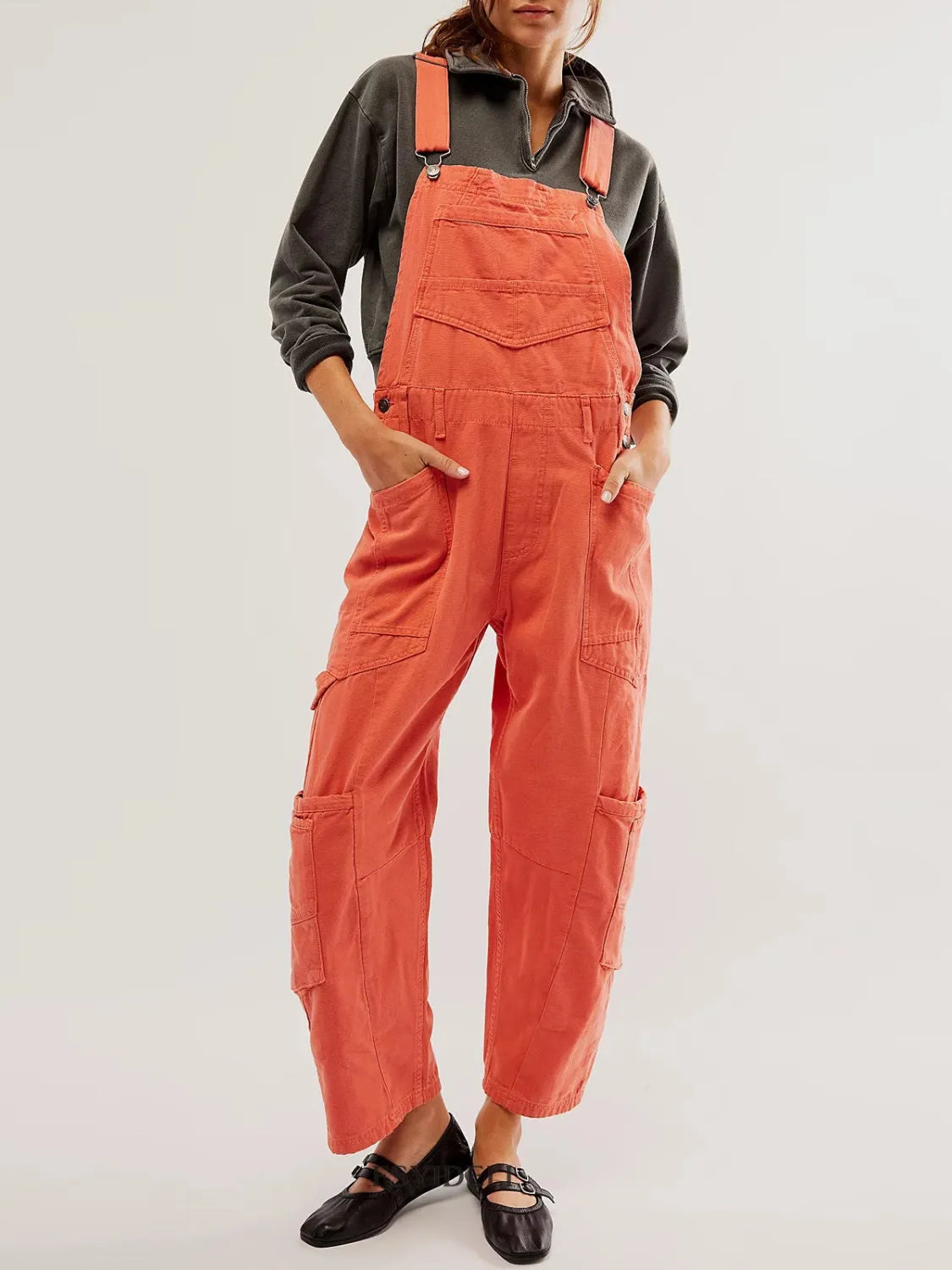 Pocketed Wide Strap Denim Overalls - Wellen Fashion