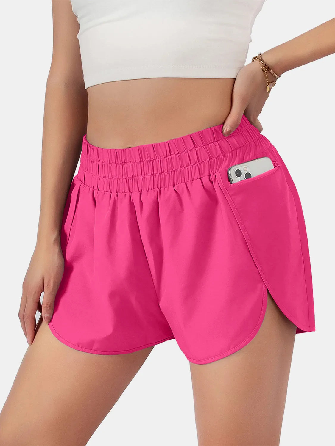 Elastic Waist Active Shorts - Wellen Fashion