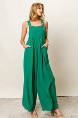 BiBi Texture Sleeveless Wide Leg Jumpsuit - Wellen Fashion