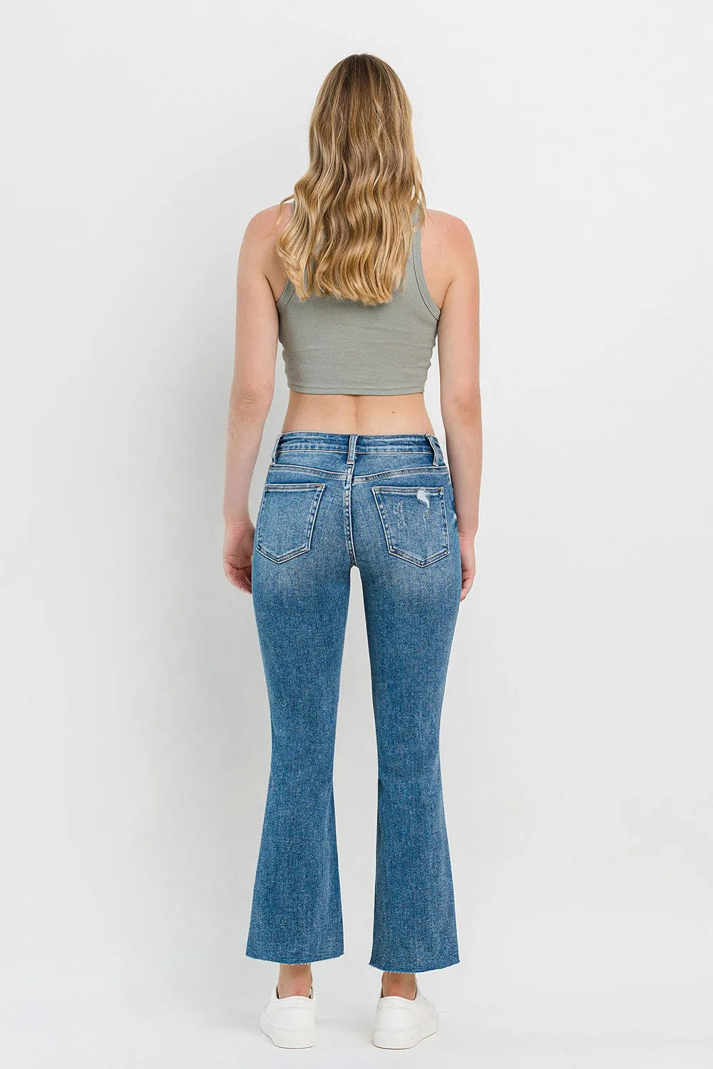 Vervet by Flying Monkey Full Size Mid Rise Distressed Cropped Flare Jeans - Wellen Fashion