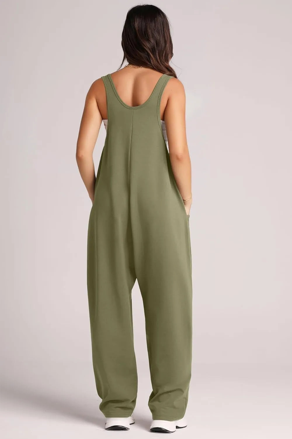 Wide Strap Jumpsuit with Pockets - Wellen Fashion